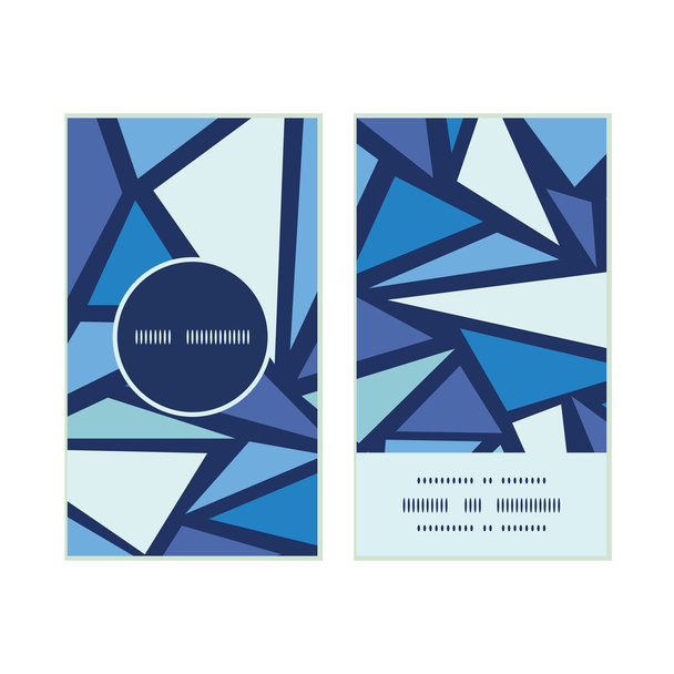 Vector abstract ice chrystals vertical round frame pattern business cards set - ベクター画像