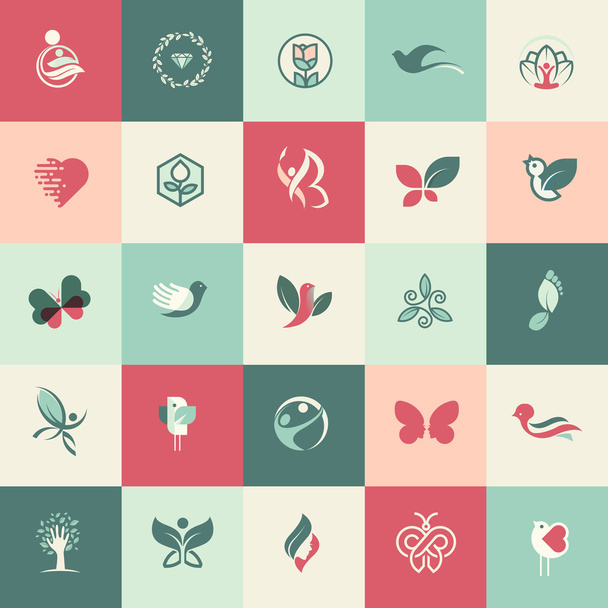 Set of flat design beauty and healthcare icons - Vector, Image