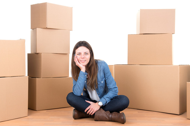 Girl with boxes - Photo, Image