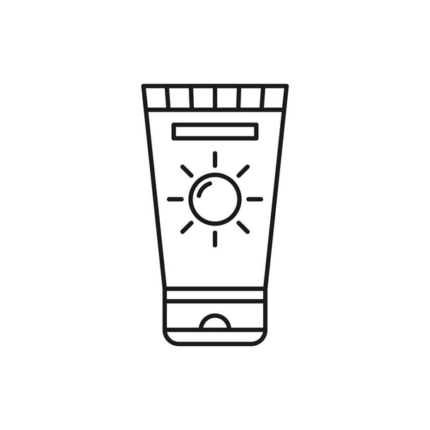 Sun Cream line art summer holidays icon design template vector illustration - Vector, afbeelding