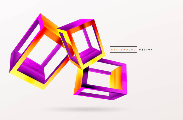 3D cube shapes vector geometric background. Trendy techno business template for wallpaper, banner, background or landing - Vektor, Bild