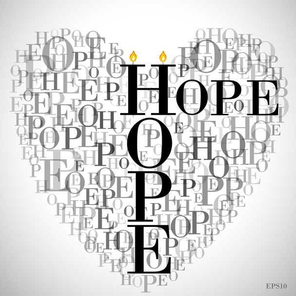 A heart made of words "HOPE" - Vector, Image
