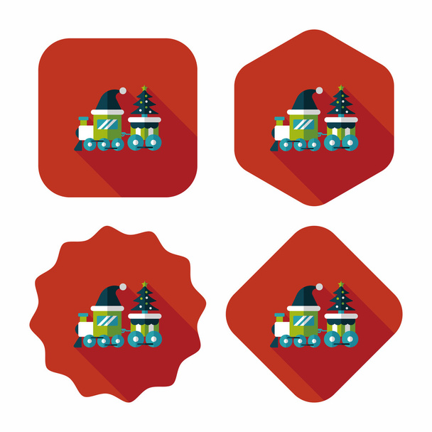 Christmas train toy flat icon with long shadow,eps10 - Wektor, obraz