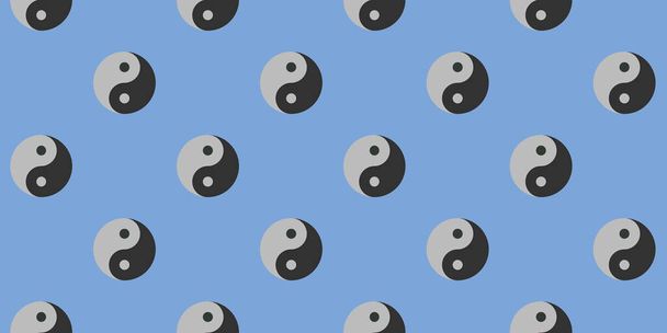 pattern. Image of Yin Yang symbol on pastel blue blue backgrounds. Symbol of opposite. Surface overlay pattern. Banner for insertion into site. 3D image. 3D rendering. - Photo, image