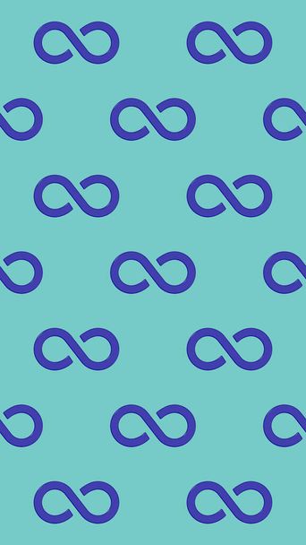 pattern. Infinity sign is blue, isolated on pastel green blue backgrounds. Symbol of infinity. Vertical image. 3D image. 3d rendering - Photo, image