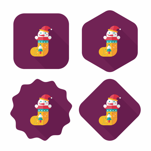 Christmas stocking flat icon with long shadow,eps10 - Vector, imagen