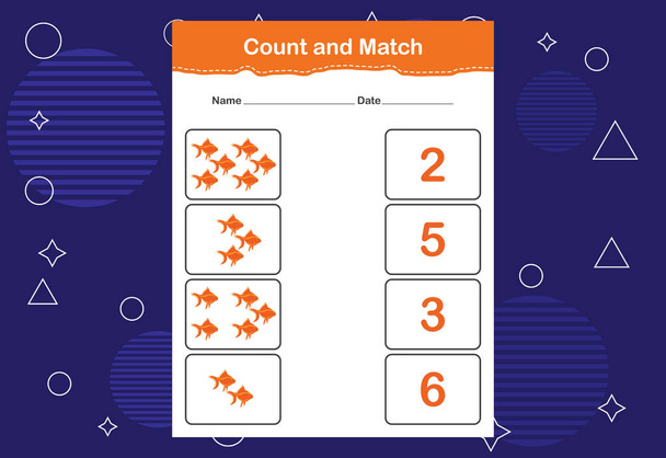 Tel en match met het juiste nummer. Bijpassende educatieve spel. Tel hoeveel items en kies het juiste nummer - Vector, afbeelding