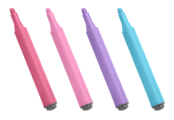 Group of Colored Markers Isolated on a White Background. - Photo, Image