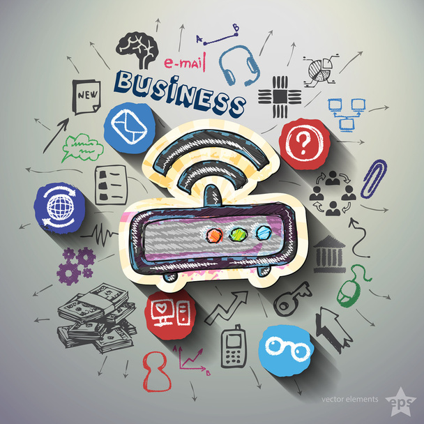 Business Collage mit Icons Hintergrund - Vektor, Bild
