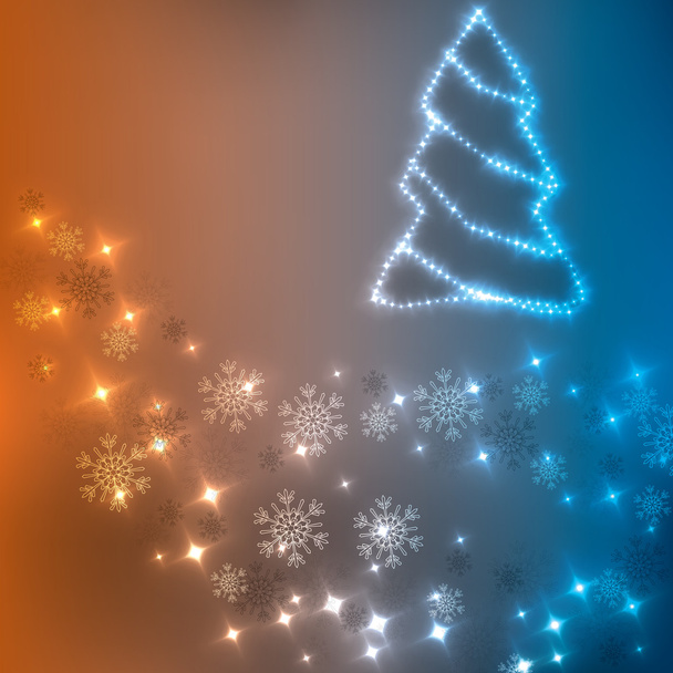 オレンジ色の組み合わせのクリスマス ライトの背景をブルーします。 - ベクター画像
