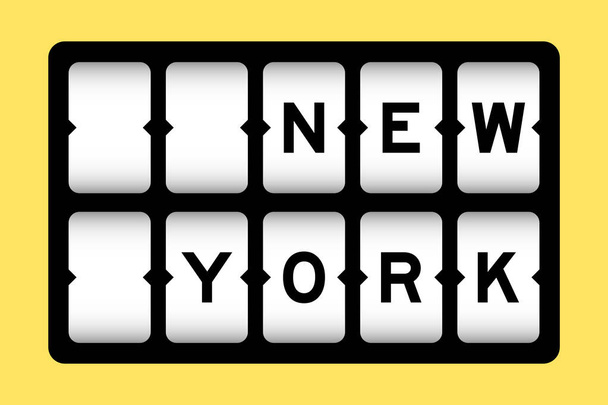 Чорний колір у слові нью-йорк на ігровому банері з жовтим кольором фону
 - Вектор, зображення