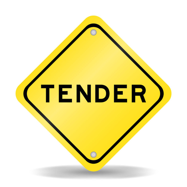 Yellow color transportation sign with word tender on white background - Vetor, Imagem