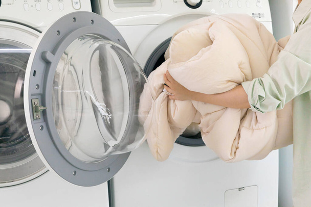 aesthetic laundry concept, washing blanket - Foto, Bild