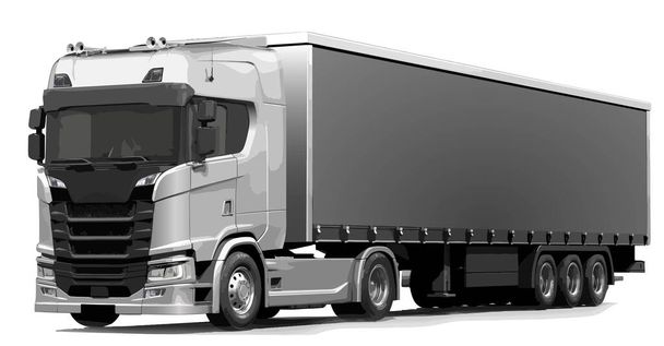 Front side view. Vector illustration on a white background. Cargo transportation concept - Vetor, Imagem