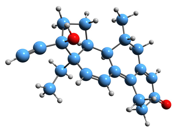 3D image of Gestrinone skeletal formula - molecular chemical structure of Ethylnorgestrienone isolated on white background - Valokuva, kuva