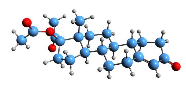 3D image of Gestonorone acetate skeletal formula - molecular chemical structure of Norhydroxyprogesterone acetate isolated on white background - Valokuva, kuva