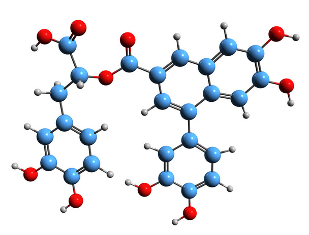  3D image of Globoidnan A skeletal formula - molecular chemical structure of white stringybark lignan isolated on white background - Foto, Imagen
