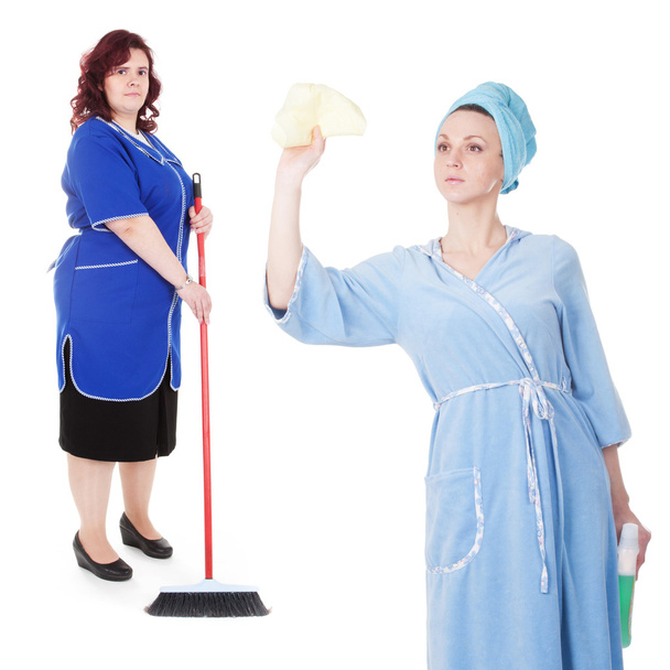 Women cleaners with mop - Φωτογραφία, εικόνα