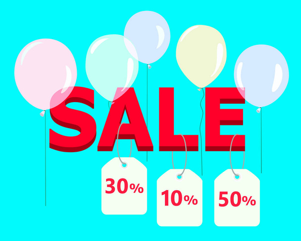 Special offer, sale. Promotion banner template design with balloons, super sale, end of season special offer banner, for flyer, invitation, poster, website or greeting card. Vector illustration. - Διάνυσμα, εικόνα