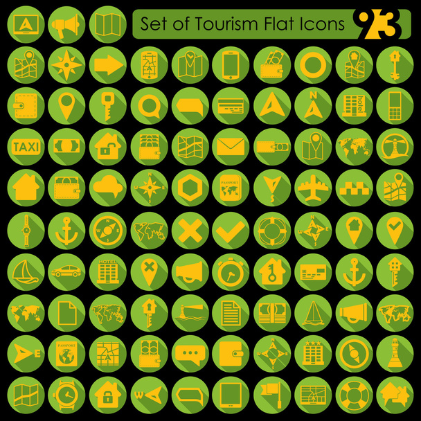 set van toerisme plat pictogrammen - Vector, afbeelding
