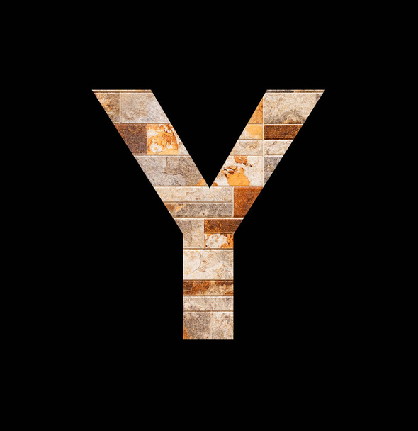 Alphabet letter Y on tile background - Veneer texture - Fotó, kép
