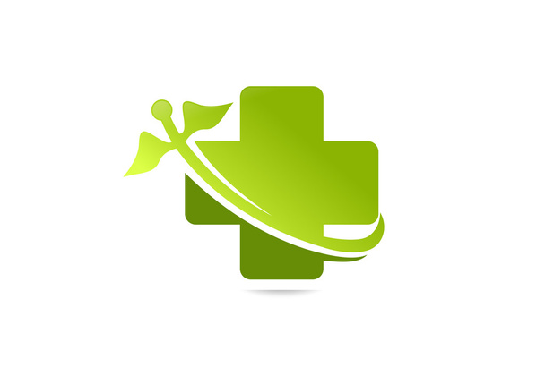 Zelený kříž lékařské logo design symbol vektor - Vektor, obrázek
