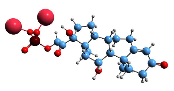 3D image of Hydrocortisone sodium phosphate skeletal formula - molecular chemical structure of  synthetic glucocorticoid corticosteroid isolated on white background - Valokuva, kuva