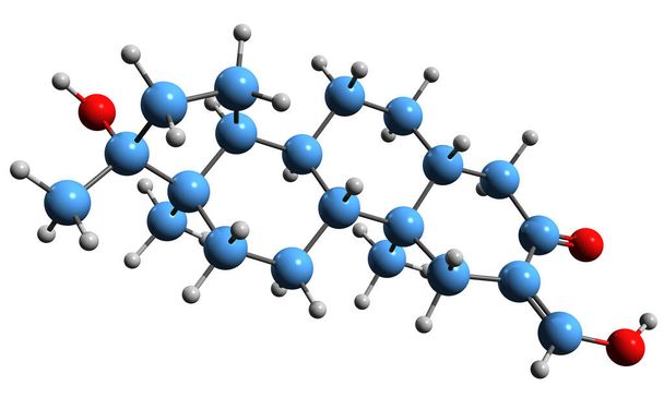  3D image of Oxymetholone skeletal formula - molecular chemical structure of Androgen-Anabolic steroid isolated on white background - Photo, Image