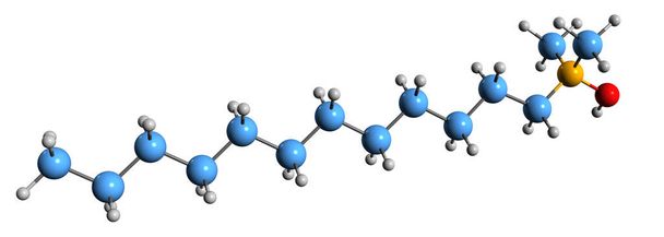  3D image of Lauryldimethylamine oxide skeletal formula - molecular chemical structure of zwitterionic surfactant isolated on white background - Foto, Imagen