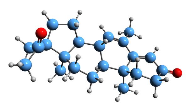 3D-зображення скелетної формули Medrogestone - молекулярна хімічна структура лікарських засобів, ізольованих на білому тлі
 - Фото, зображення