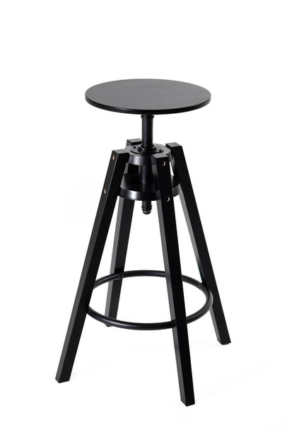 black bar stool on a white background. round chair. High quality photo - 写真・画像