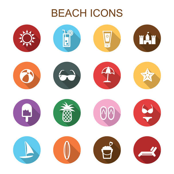 pláž dlouhý stín ikony - Vektor, obrázek