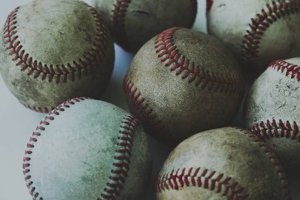 Close up shot of baseball balls, sport concept - Foto, afbeelding