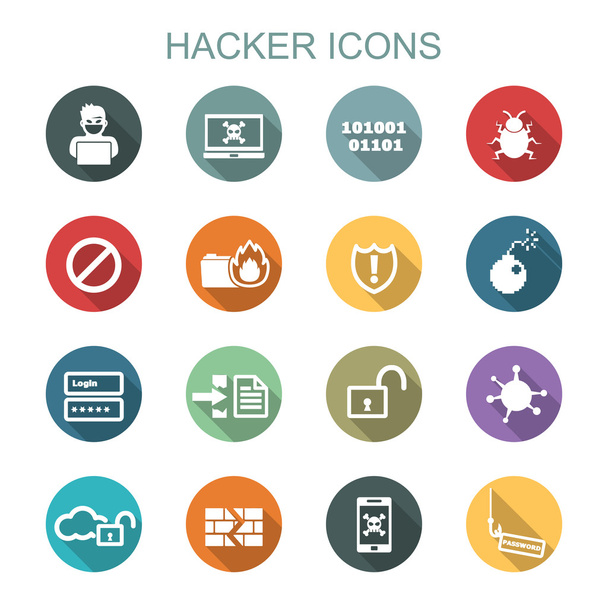 Hacker dlouhý stín ikony - Vektor, obrázek