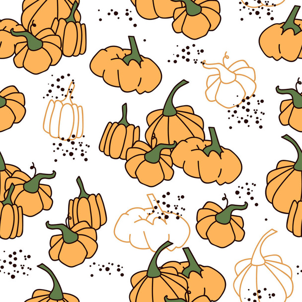 Seamless pattern with pumpkins. Print for textile, wallpaper, covers, surface. Retro stylization. For fashion fabric. - Vektor, obrázek