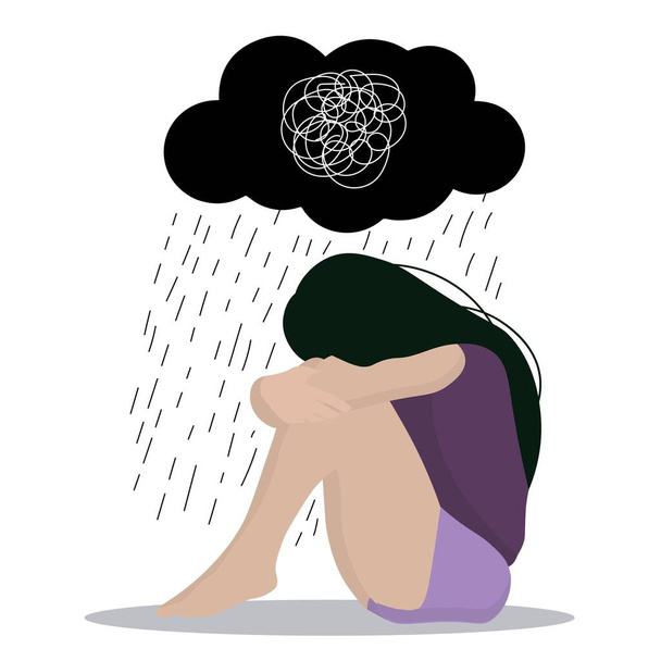 Depressed woman on white background - Vector, Image