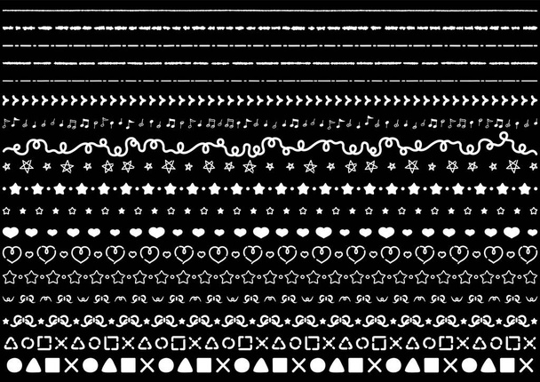It is a set illustration of decorative ruled lines drawn in white on a black background.Since it is a simple pattern, it is an illustration that can be used for any design. - Vector, imagen