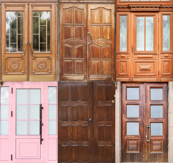 Collage with many different entrance doors - Fotoğraf, Görsel