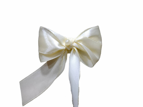 white bow isolated on white. For decoration - Zdjęcie, obraz