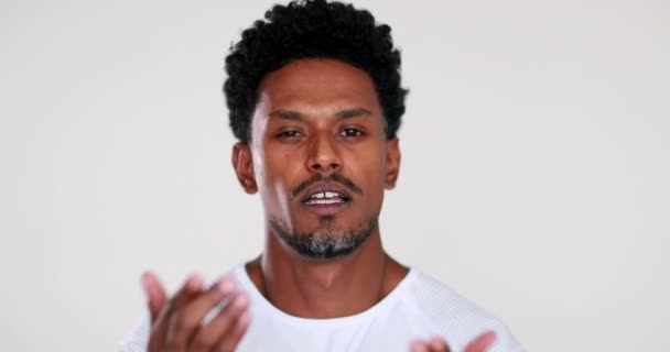 Black man feeling pressure with no money. Anxious African american feeling frustration - Felvétel, videó