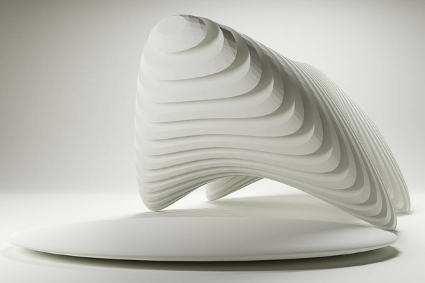 Round stage for product showcase with abstract white low-poly object. - Фото, зображення