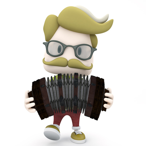 Hipster Playing Accordion - Photo, Image