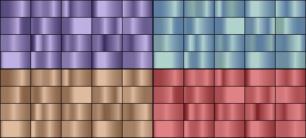 Векторный набор разноцветных градиентов металла. - Вектор,изображение