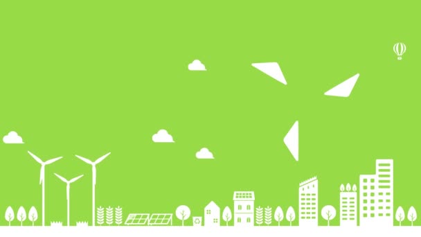 Smart ecology city illustration animation ( mp4 ) - Séquence, vidéo