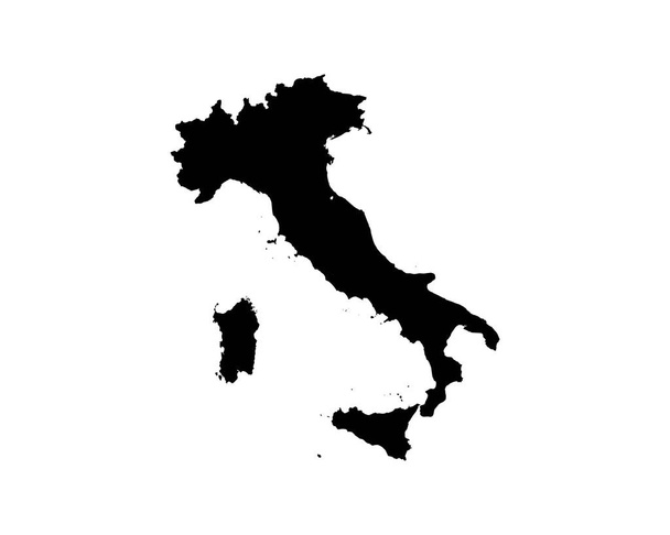 Italy Map. Italian Country Map. Black and White Italiana National Nation Outline Geography Border Boundary Shape Territory Vector Illustration EPS Clipart - Vektor, obrázek