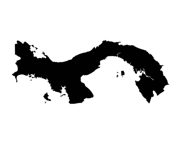 Panama Map. Panamanian Country Map. Black and White National Nation Geography Outline Border Boundary Territory Shape Vector Illustration EPS Clipart - Вектор,изображение