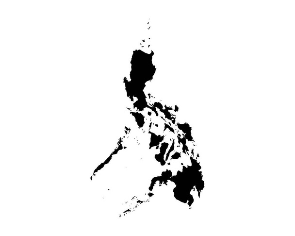 Philippines Map. Filipino Country Map. Black and White Pinoy National Nation Geography Outline Border Boundary Territory Shape Vector Illustration EPS Clipart - Вектор,изображение