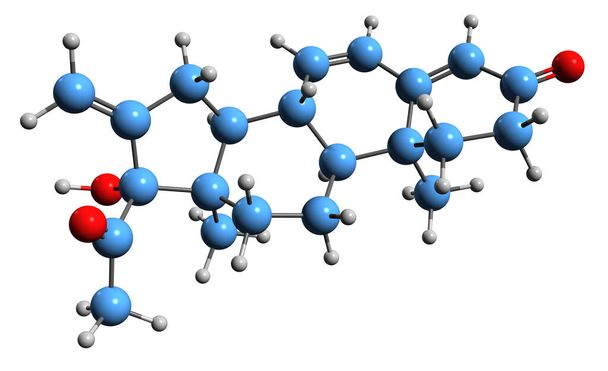  3D image of Methenmadinone skeletal formula - molecular chemical structure of androgen-anabolic steroid medication isolated on white background - Φωτογραφία, εικόνα