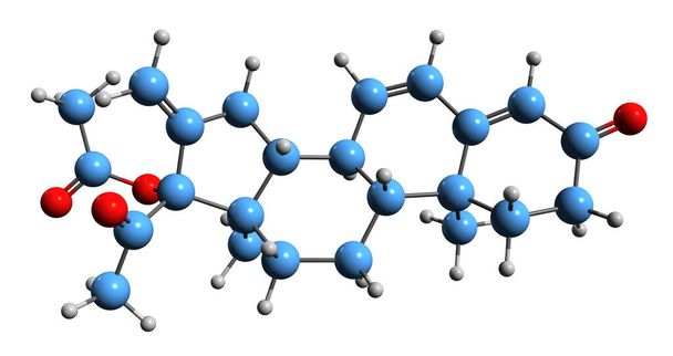 3D image of Methenmadinone acetate skeletal formula - molecular chemical structure of progestin medication methylenedehydroacetoxyprogesterone isolated on white background - Φωτογραφία, εικόνα