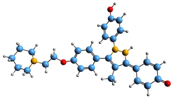  3D image of Methylpiperidinopyrazole skeletal formula - molecular chemical structure of estrogen receptor alpha selective antagonist isolated on white background - Photo, image
